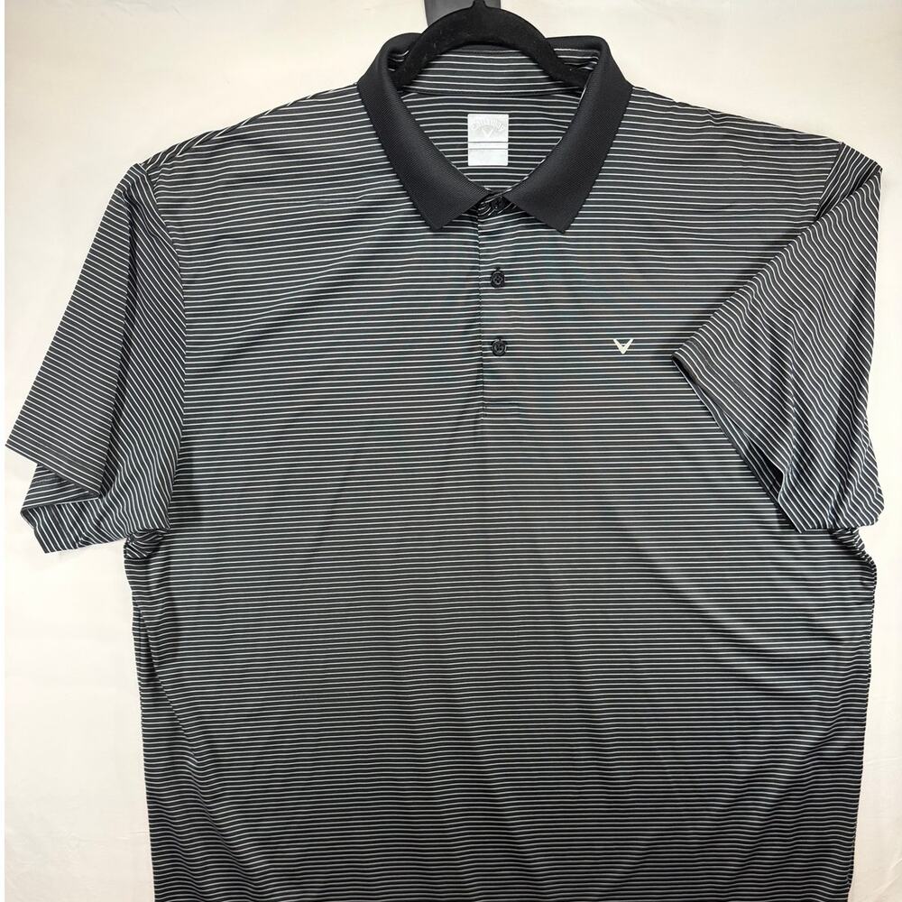 Callaway Mens 2XLT Opti-Dri Performance Striped Short Sleeve Golf Polo Shirt